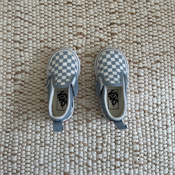 Vans Toddler Classic Slip-On V Checkerboard Shoe - Dusty Blue - Size 5 Toddler - Picture 1 of 6